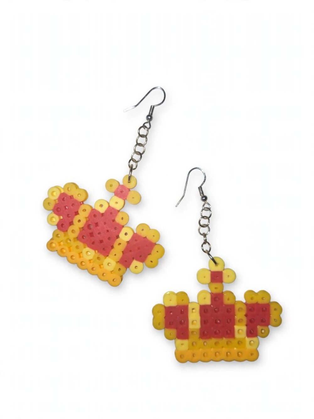 Handmade Royal Queen Crown Perler Bead Dangle Earrings